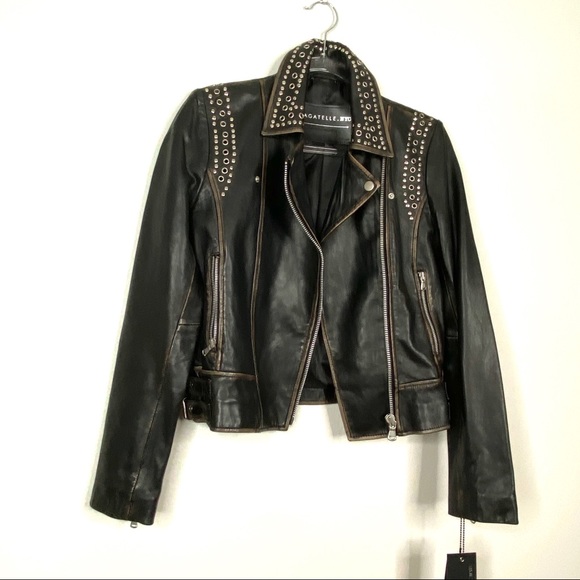 Bagatelle.NYC Genuine Aged leather Moto Jacket S - Picture 3 of 16